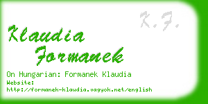 klaudia formanek business card